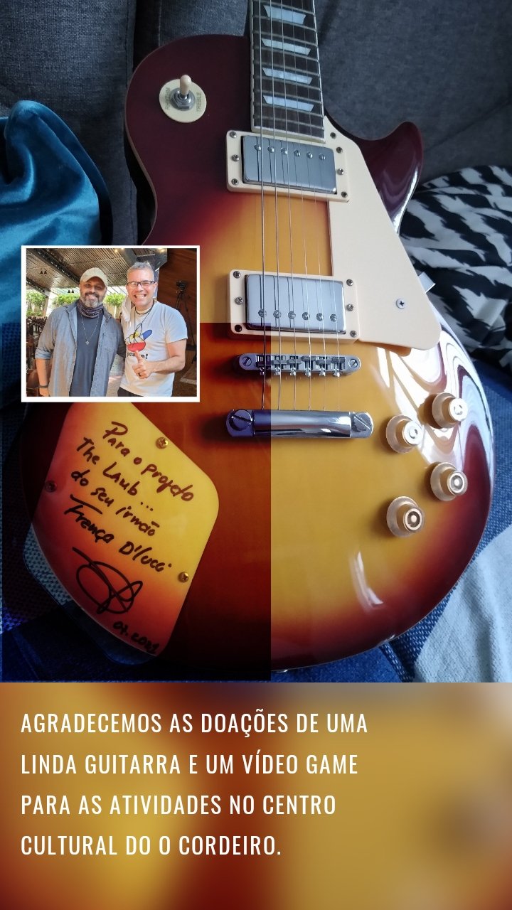 Agradecemos as doações de uma linda guitarra e um vídeo game para as atividades no centro cultural do o Cordeiro.